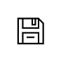 Floppy disk icon in black outline style